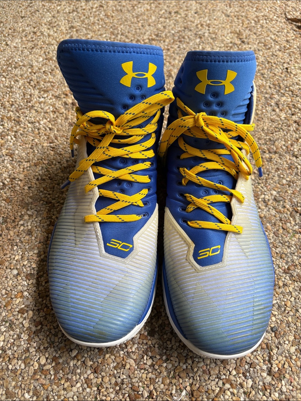 Under Armour Blue and Yellow High-Top Basketball Shoes
